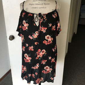 Off the Shoulder Black and Floral Sundress